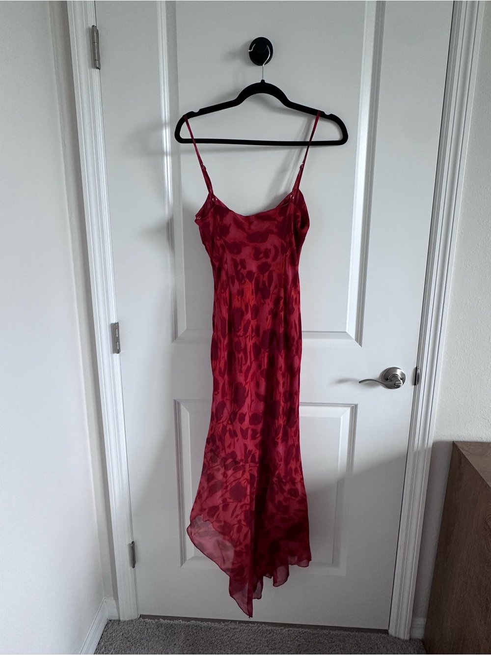 Peppermayo Red Patterned High-Low Slip Dress - Picture 2 of 5